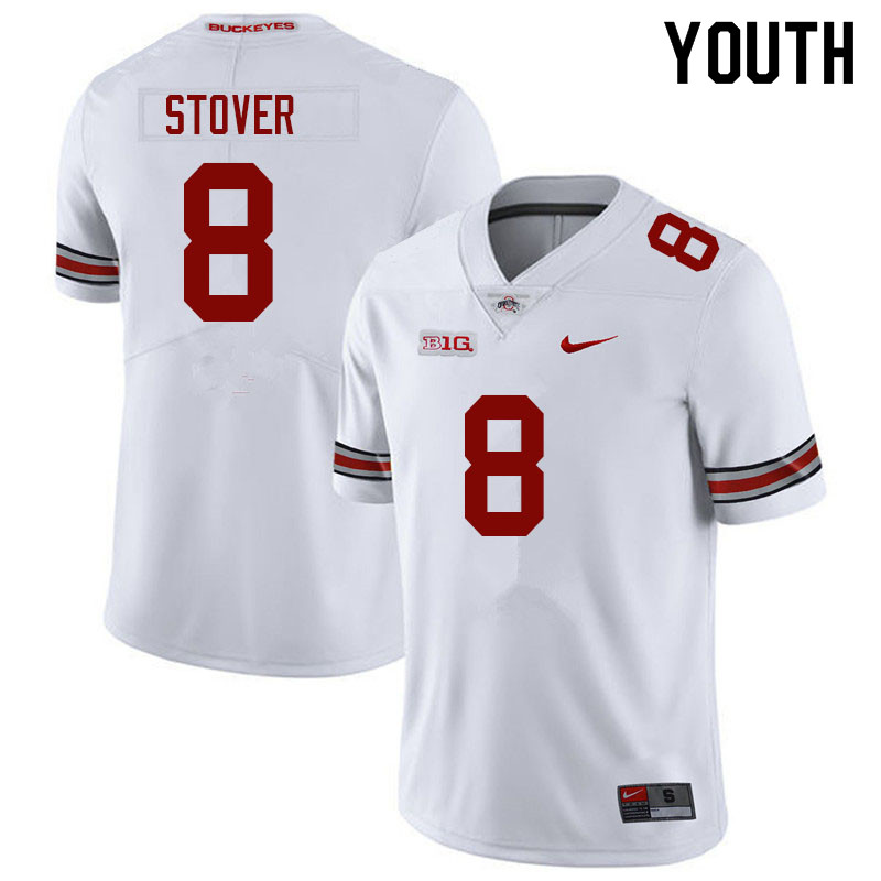 Ohio State Buckeyes Cade Stover Youth #8 White Authentic Stitched College Football Jersey